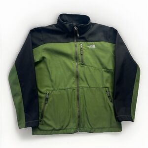 The North Face Soft Shell Jacket Boys XL 18/20 Green Black Full Zip Fleece Lined